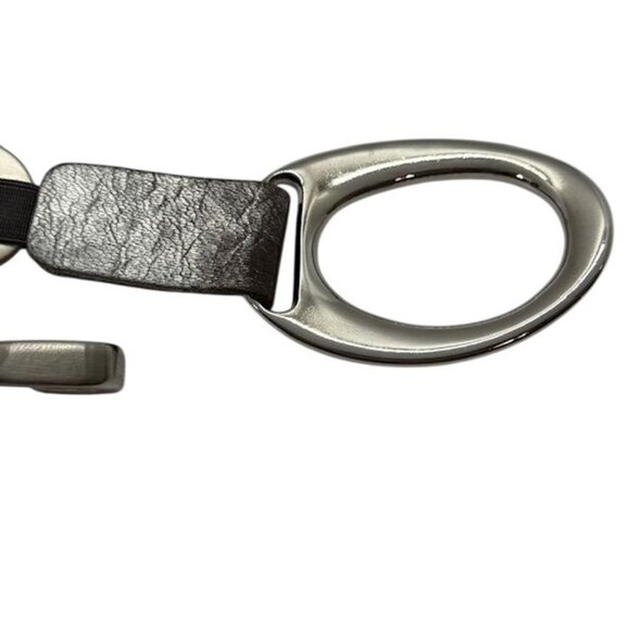 Suzi Roher Women's Stretch Chain Belt Silver Metal Brown Gray Silver Leather 34" - Picture 5 of 9